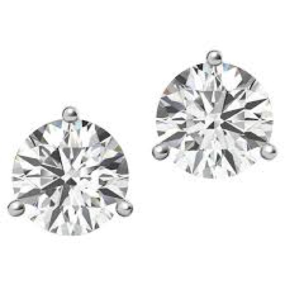 2.6 ct. 3 Prong Martini Brilliant Round Cut Diamond Stud Earrings - Picture 5 of 15